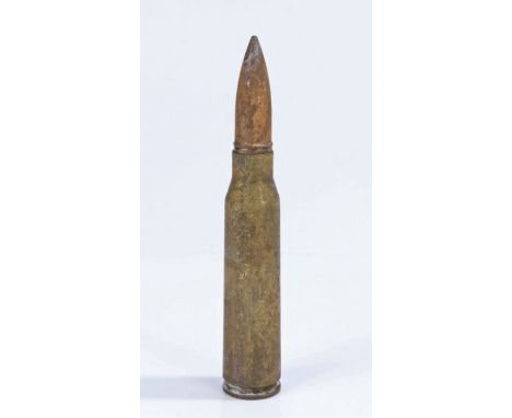 Rare Second World War British 15 mm BESA Machine Gun shell case and projectile, marked to the base 'K40' and '15mm WZ', inert