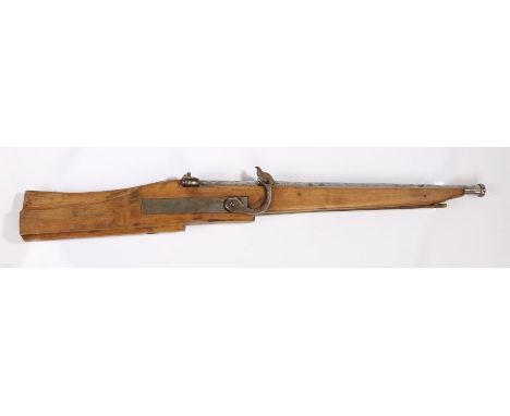 16th Century Matchlock Arquebus, replica firearm, 12 bore calibre, sloping stock, black powder item used by previous owner fo