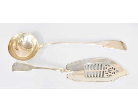 A George IV Silver Fish-Slice and a William IV Silver Soup-Ladle, The Fish-Slice by Richard Poulden, London, 1823 and the Sou
