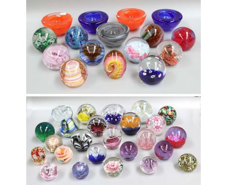 A Collection of Studio Glass and Paperweights, including Kosta Boda, Murano, Caithness and Langham etc (two trays)