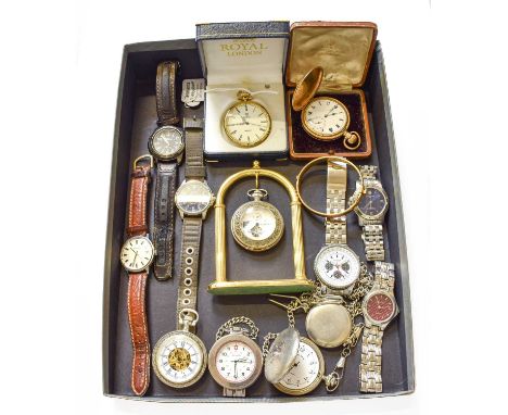 A Selection of Watches Consisting of, Bulova Wristwatch, Gold Plated Full Hunter Pocket Watch, Timex and Citizen Quartx Wrist