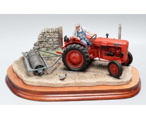 Border Fine Arts 'Turning with Care' (Nuffield Tractor), model No. B0094 by Ray Ayres, Limited Edition 524/1750, on wood base