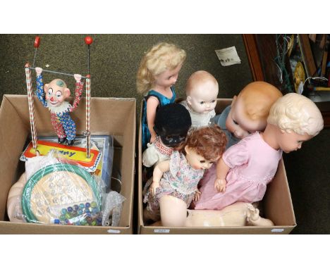 Assorted Dolls and Toys including, Armand Marseille bisque socket head doll, miniature German doll, plastic dolls, dolls para