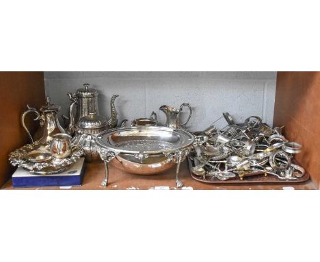 A Collection of Assorted Silver Plate, including a four-piece Victorian silver plate tea and coffee-service, the handle of th