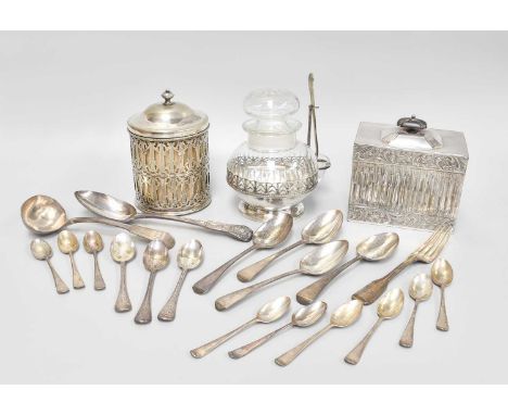 A Collection of George IV and Later Silver Flatware, various patterns, including a set of three Elizabethan pattern teaspoons