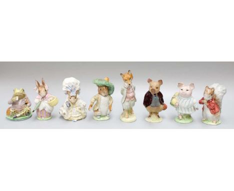 Beswick Beatrix Potter Figures, 'Mrs Rabbit' (umbrella out), 'Benjamin Bunny' (shoes and ears out), 'Piggling Bland' etc, all