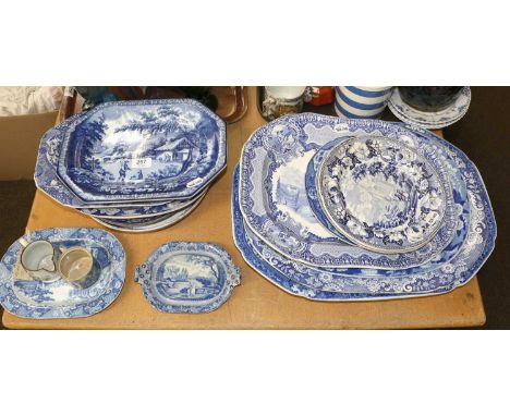 A Collection Brameld, Don and Twigg Transfer Printed Yorkshire Pottery, including meat plates and serving dishes, etc (qty)