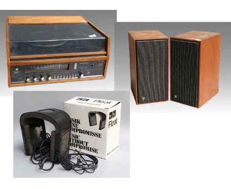 A Dynatron Ether Stereo, with a Garrard Stereo Turntable, pair of Bang &amp; Olufsen Beovox speakers, and a pair of float hea
