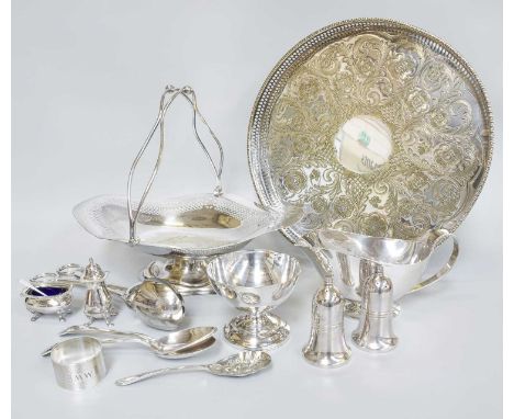 A Collection of Assorted Silver and Silver Plate, the silver including a Victorian vesta-case; a propelling-toothpick and a n