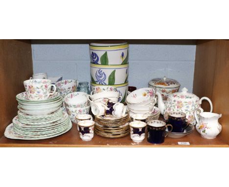 A Minton ''Haddon Hall'' Pattern Breakfast Service, including a teapot, six cups and saucers, etc; together with Coalport bat