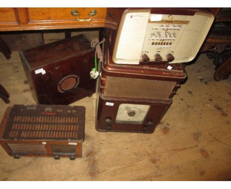 Two 1930's valve radios and a similar speaker, together with a Murphy Bakelite cased radio