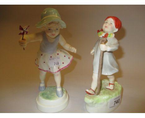 Two Royal Worcester figures of children, ' Thursday's Child ' and ' Born on the Sabbath '