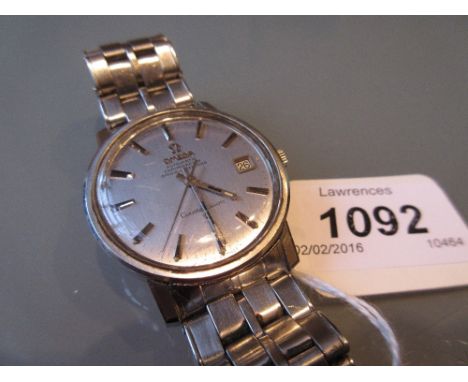 Gentlemens Omega Constellation wristwatch, the silvered dial with baton numerals, date window and sweep seconds hand, the sta