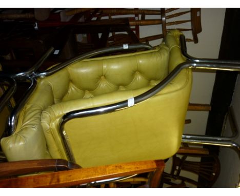 Set of four button upholstered and tubular chrome framed chairs, circa 1970