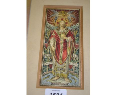 Finely painted 19th Century watercolour and gilt heightened portrait of Christ