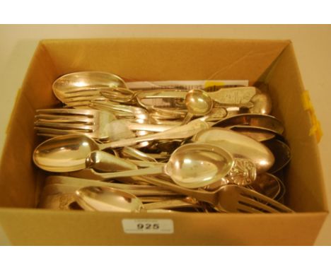Harlequin silver canteen of mainly 19th Century Fiddle pattern flatware, together with a quantity of various Old English patt