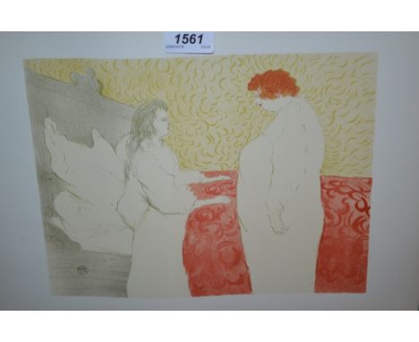 Limited Edition lithograph ' Deux Femmes ' from the Suite of Elles after Henri de Toulouse-Lautrec, signed in the stone certi