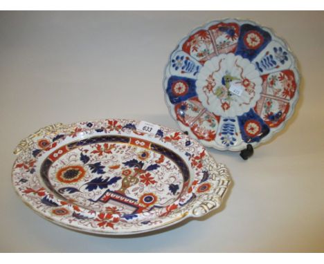 19th Century Ashworth stoneware comport together with an Imari pattern plate
