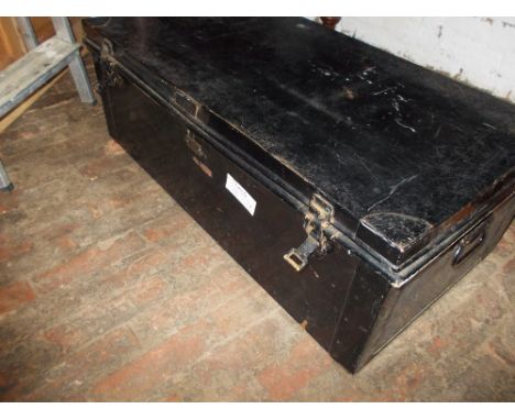 Griffiths & McAllister black painted tin travel trunk