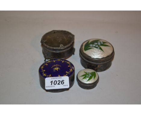 Three various silver and enamel trinket boxes, together with a silver and tortoiseshell trinket box (all a/f)