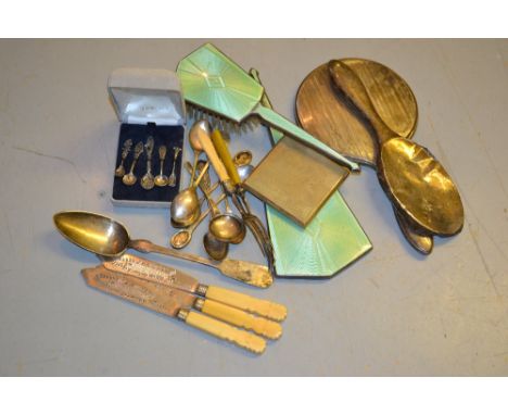 Three Victorian silver bladed ivory handled fish knives, quantity of various silver flatware, quantity of silver and other dr