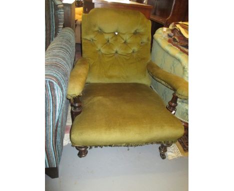 Similar button upholstered open armchair