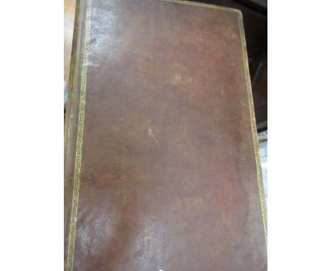 18th Century full leather bound volume ' The History of Kent ' in five parts, volume I by John Harris, D.D. and F.R.S., print