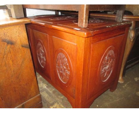 Mid 20th Century oriental hardwood trunk with brass hinges