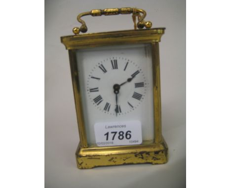 Small brass cased carriage clock with single train movement (a/f)
