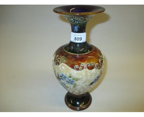Royal Doulton baluster floral decorated Art Union of London vase (crack to body)