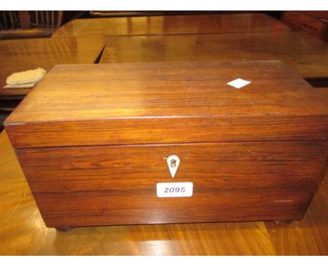 19th Century rosewood three division tea caddy with original cut glass mixing bowl (a/f)