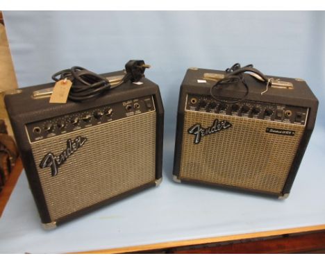 American Fender bullet amplifier together with a similar Japanese Fender amplifier sidekick 15RX
