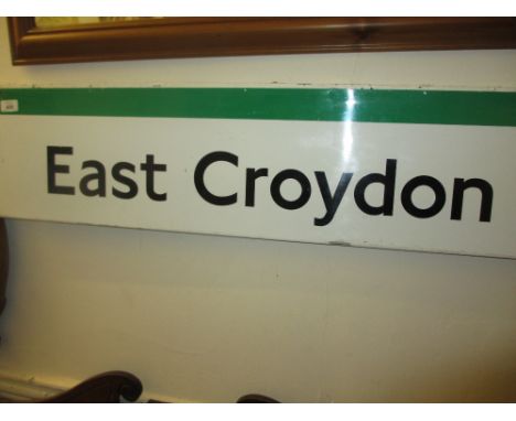 Enamel Underground station sign for Green Park, together with a 20th Century East Croydon metal sign