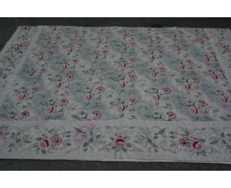 Large floral decorated crewel work carpet / wall hanging, 14ft x 8ft 6ins