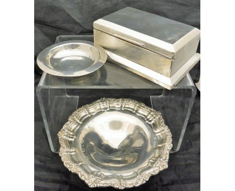 A George V silver cigarette box (by Charles and Richard Comyns, London 1922), together with a Mappin & Webb silver trinket bo