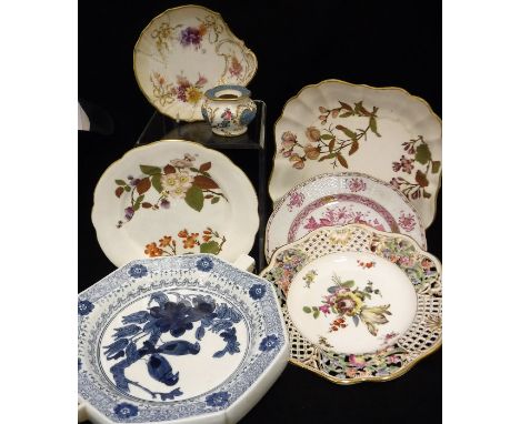 A quantity of Royal Worcester W1701 plates and bowls decorated in the Aesthetic taste with puce mark to base, eight assorted 