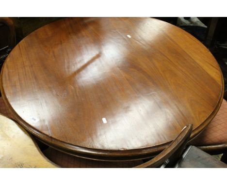 A Victorian mahogany circular breakfast table, a pair of Victorian mahogany kidney backed dining chairs and a pair of rosewoo