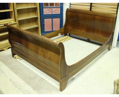 A modern mahogany sleigh bed CONDITION REPORTS Internal diameter approx 160 cm.  Height at bedhead 100 cm.  Length 222 cm app