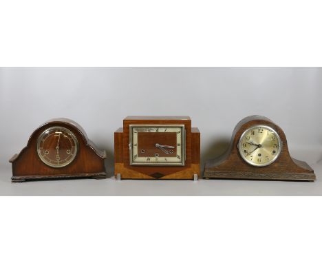 A Smiths eight day Westminster mantel clock and two other Westminster clocks including an Art Deco example.