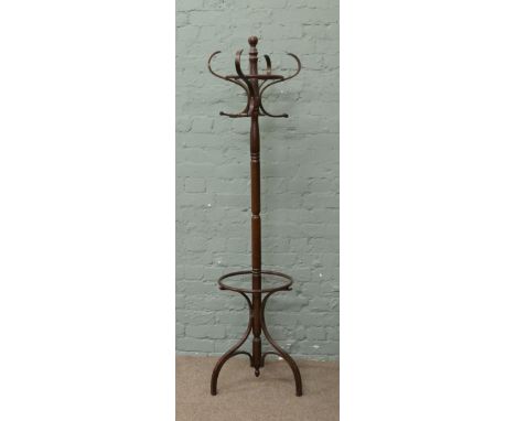 A mahogany Bentwood coat stand (AF).