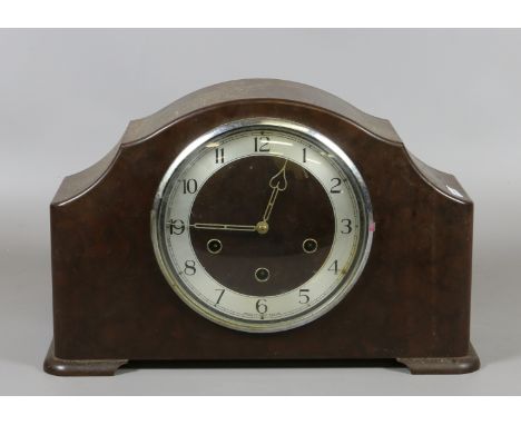 An Art Deco Smiths bakelite cased eight day Westminster mantel clock.
