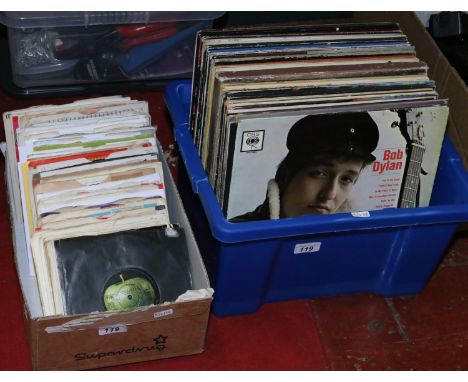 A collection of L.P records and singles to include 60s & 70s rock and pop from the Beatles, Rolling Stones and Bob Dylan etc.