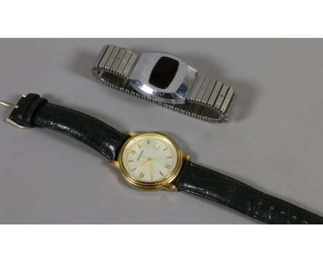 A contemporary Sekonda gentleman's wristwatch with faux leather strap and date aperture with a late C20th stainless steel dig