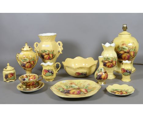 A collection of various Aynsley ceramics decorated in the orchard gold pattern approximately fourteen pieces to include a tab
