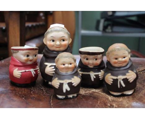 Hummel Monk collection, including two jugs &amp; three condiments