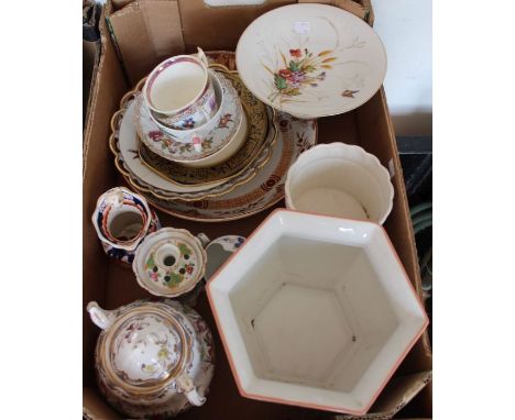 A collection of ceramics 19th/20th century to include, Dresden bowl, cup &amp; saucer, ironstone jug, etc