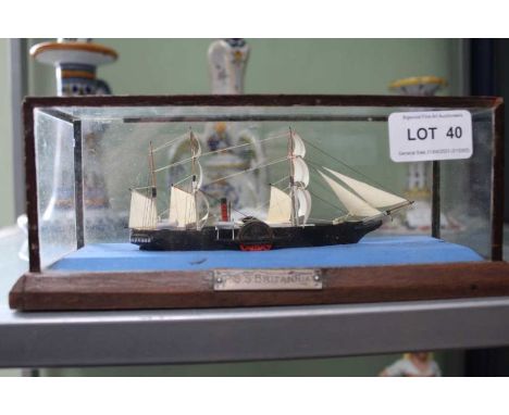 A small cased model of 'The PSS Britannia'