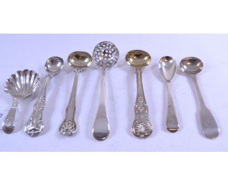 A George III silver caddy spoon, initialled, with bright cut decoration, Peter & Anne Bateman, London 1792, five mustard type
