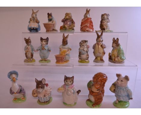 Sixteen Beswick Beatrix Potter figures, including Samuel Whiskers, and Cecily Parsley, head down, all BP-3b (16)   Condition 