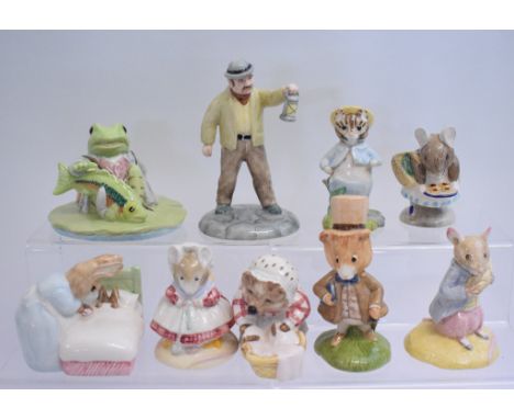 Nine Beswick Beatrix Potter figures, including Mrs Tiggy-Winkle Washing, and Farmer Potatoes, all BP-10a (9)